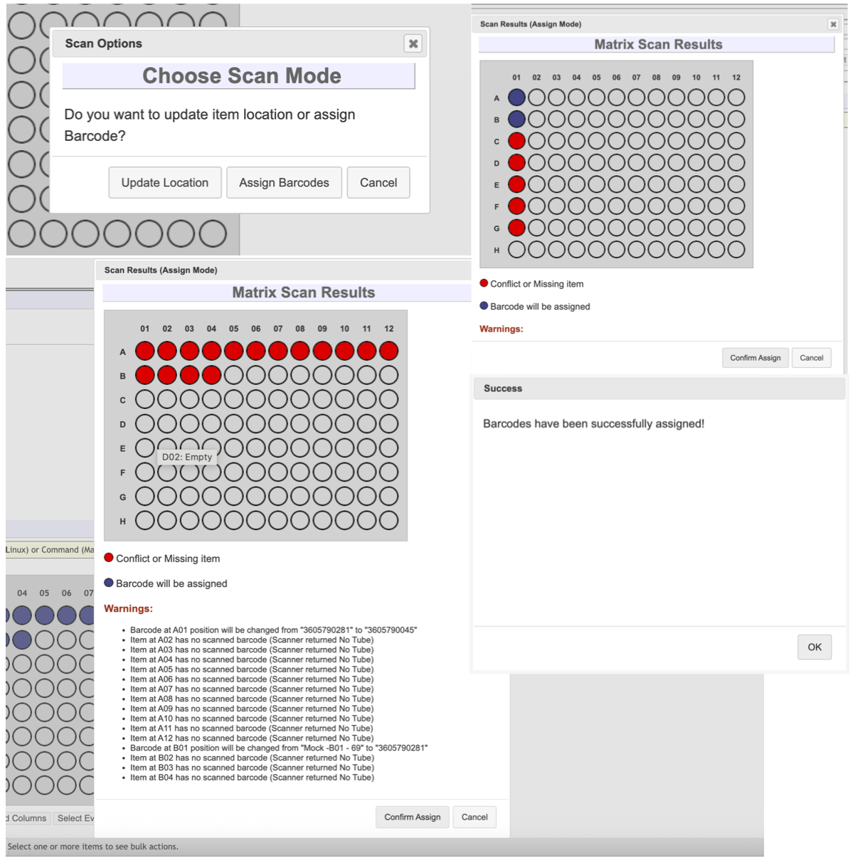 Successful barcode assign